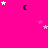 A bright pink background with scattered white and light pink stars and dark pink crescent shapes, partially obscured by a gray rectangle in the bottom right.