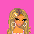 Pixel art of a woman with blonde hair, large hoop earrings, and a pink top against a pink background with text reading "Sweet Gymnast Pink".