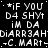 A static digital image displays repeated text patterns in white on a black background with a gray rectangle in the bottom right corner.