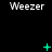 A black background displays the word 'Weezer' in white pixelated text across three , with green plus signs and X symbols animating above each instance