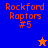 Four display "Rockford Raptors #5" text with a star icon changing from orange to blue on different colored backgrounds