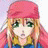 Pixelated static image of a cartoon character with pink headwear, long blonde hair, green eyes, and colorful clothing against a light background.