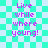 Pixelated text 'Live while where young!' on a cyan and light blue checkered background with a faint circular overlay.