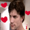 A four- shows a person with brown hair and earrings in different expressions, surrounded by red hearts and partial text overlays