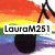 A colorful rainbow gradient background with a black musical note and the text 'LauraM251' in white and black lettering.