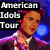 Pixelated image of a person with text overlays reading "American Idols Tour," "2009!", and "Kris Allen<3" across three sections.
