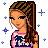 Pixel art contact sheet of an animated icon featuring a cartoon girl, body parts, and text phrases with star patterns on white background.
