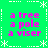 A static green background with white decorative borders and four identical pink text blocks reading 'a tree a pole a viser' arranged in a