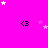 A bright pink background with scattered white and light purple stars, featuring four black '<3' symbols arranged in a pattern