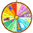 A contact sheet of 19 animated frames showing a spinning wheel with multiple colored segments containing various symbols and text, arranged in a 5x4 grid with one empty space.