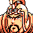Pixelated 48x48 static icon of a stylized character with orange and yellow tones, featuring bold black outlines and white highlights on hair and facial features.