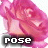 A pink rose with layered petals and a white background, labeled 'rose' in pixelated text below.