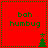 Red square icon with green text 'bah humbug' and a small Christmas tree, alternating between two positions in an animation.