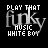 A contact sheet of 10 animated frames showing a black background with white text "PLAY THAT FUNKY MUSIC WHITE BOY" in pixelated font, where the word "funky" is stylized and slightly blurred across frames.
