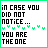 Two side-by-side animated frames of a pixel art buddy icon with black text and green symbols on white background, showing slight animation in the symbol sequence.