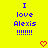 Yellow background with blue pixelated text reading "I love Alexis !!!!!!!" and two red heart symbols below.