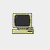 Pixelated computer monitor with dark screen and beige frame, connected to a mouse with a cord that changes position across frames.