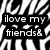 Black-and-white zebra-stripe background with overlaid text blocks reading "ilove my friends&" and "bretkallie&", plus a lower section showing pixelated text on white.