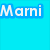 Pixelated text on a blue and gray background reads 'Marni loves Jack' in white letters with blue outlines.