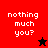 A split-screen image with red and black backgrounds displaying the text "nothing much you?" and two star icons, one black and one red.