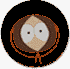 A circular icon with a pixelated owl face in the center, surrounded by a brown hooded cloak and tied neckerchief. The background color cycles through black, white, red, orange, yellow, green, blue, purple.