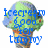 Pixelated ice cream cone with green and blue scoops, brown cone, and blue text overlay reading "Ice cream" and "toppy".