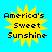 Yellow starburst shape with black text 'America's Sweet Sunshine' on bright blue background, four identical static frames