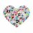 Heart-shaped icon composed of small square pixels in various colors including red, blue, green, and white.