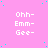 A static image with a pink background, scattered cyan dots, and repeated white text "Ohh-Emm-Gee-" in three