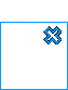 Two blue-outlined gray squares contain pixelated icons: a blue X-shaped symbol on the left and a blue dotted pattern on the right, both with 'about' text below.