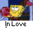 Pixelated cartoon character holding pink flowers with text elements on a gray background.