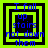 Four identical square display blue text on black background with green concentric borders; each shows "I fall up stairs not down them" in pixelated font