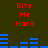 Red text reading "Bite Me Hard" appears in two above blue horizontal bars on a dark green background, with the bars changing position across frames