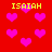 Red background with pink heart shapes and yellow text reading 'ISAIAH' in four locations.