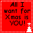 Red square icon with white dotted border displays text 'All I want for Xmas is YOU!' and alternates between two small white Christmas tree icons at bottom right or bottom center.
