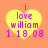 Yellow heart-shaped icon with purple text 'i love william 1.18.08' on orange background, showing subtle pixel-level variations across four views.