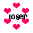 Pixelated pink hearts and black text 'loser' on white background with animated heart movement.