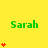 Green text 'Sarah' on yellow background with red heart icons varying in quantity per