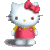 Animated contact sheet of Hello Kitty character in red dress with pink bow across 8 frames showing subtle pose and expression changes.