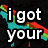Pixelated text phrases in white block letters over a black background with red and teal abstract shapes, each phrase in a separate