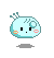 A 4x3 contact sheet of a pixel-art animated icon featuring a light blue rounded character with antennae, showing variations in facial expressions and small floating bubbles across sampled frames.