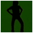 Silhouette of a person with hands on hips against dark green background, shifting stance across frames.