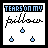 Pixelated icon with 'TEARS ON MY' text above cursive 'pillow', showing varying tear drop positions across frames.
