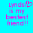 Pixelated text on cyan background with pink lettering and a heart symbol replacing the 'i' in Lyndsi.