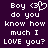 Pixelated text on dark purple background with heart symbol replacing 'love' in phrase.