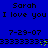 Blue background displays repeated text and symbols in pixelated font with yellow heart accents.
