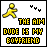 A 4-frame animated contact sheet showing a yellow running stick figure with changing heart symbols and text "THE AIM DUDE IS MY BOYFRIEND" in pixelated font.