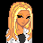 Pixel art buddy icon featuring a blonde female character with long hair, white polka-dot top, black pants, and silver handbag, alongside pink neon text reading "baby girl" with star accents on a transparent background.