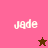Pixelated text 'jade' appears on four colored backgrounds with a star symbol changing between brown and pink.