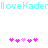 Pixelated cyan text "||love Kaderl||" spans the top against a white background, with two of pink and light purple puzzle-piece icons below